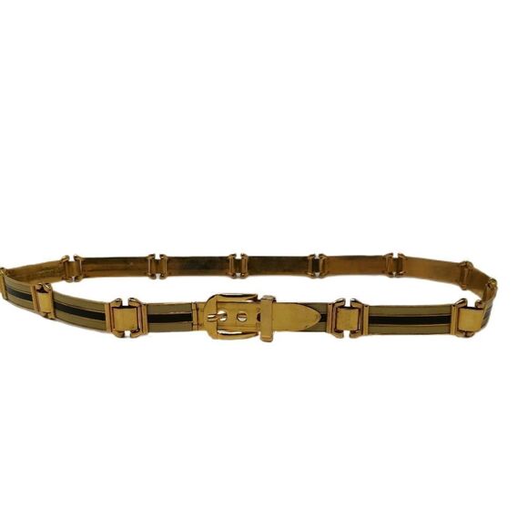 Rare Vintage Gucci 70s Cream and Brown Enamel Belt - Picture 1 of 12